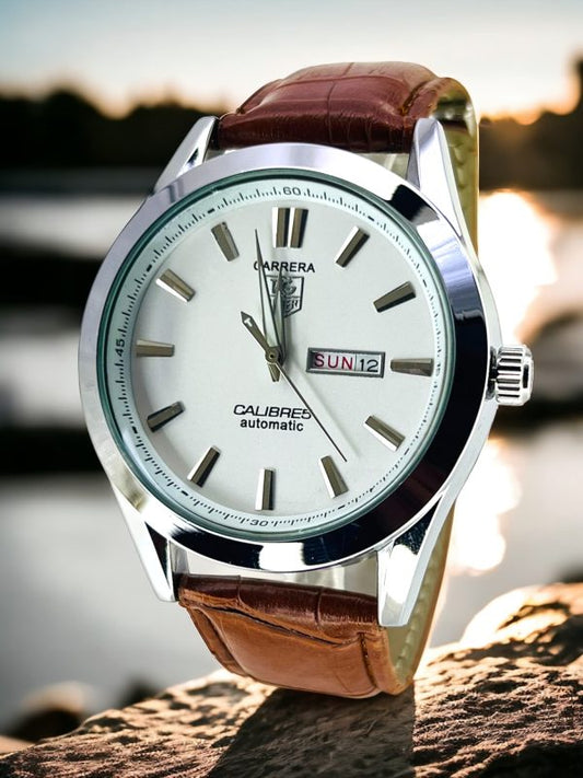 Carrera Calibre 5 Men’s Luxury Swiss Analog Watch – Leather Strap
